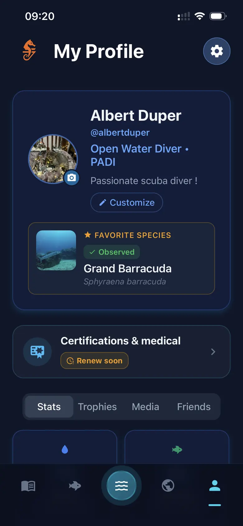 Perfil de buceador