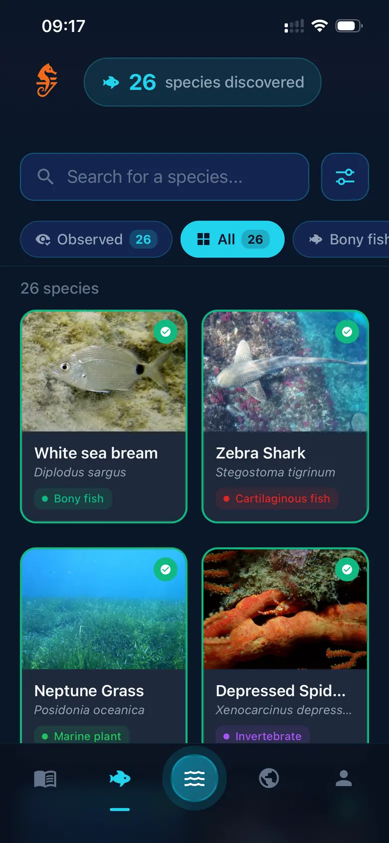 Captura especies marinas