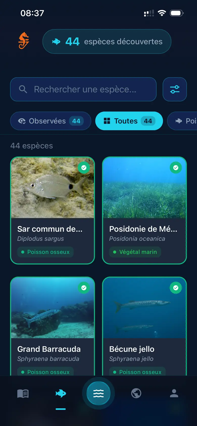 Capture espèces marines