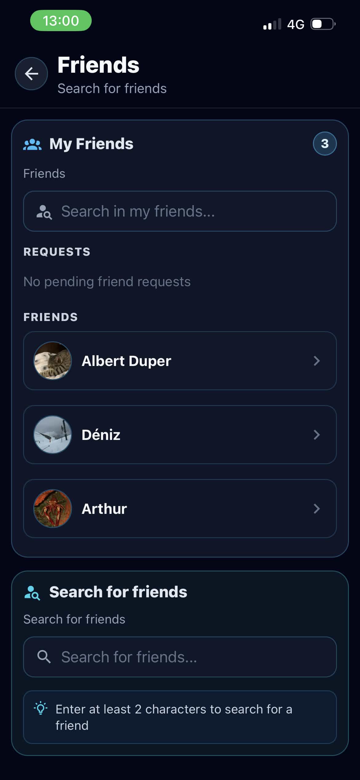 Friends Menu