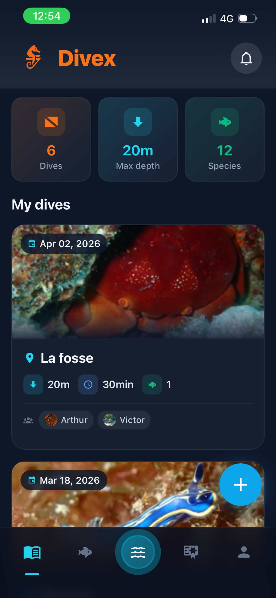 Dive journal screenshot