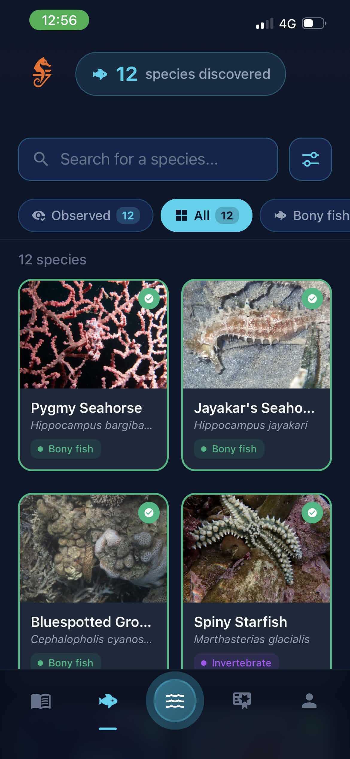 Marine species screenshot